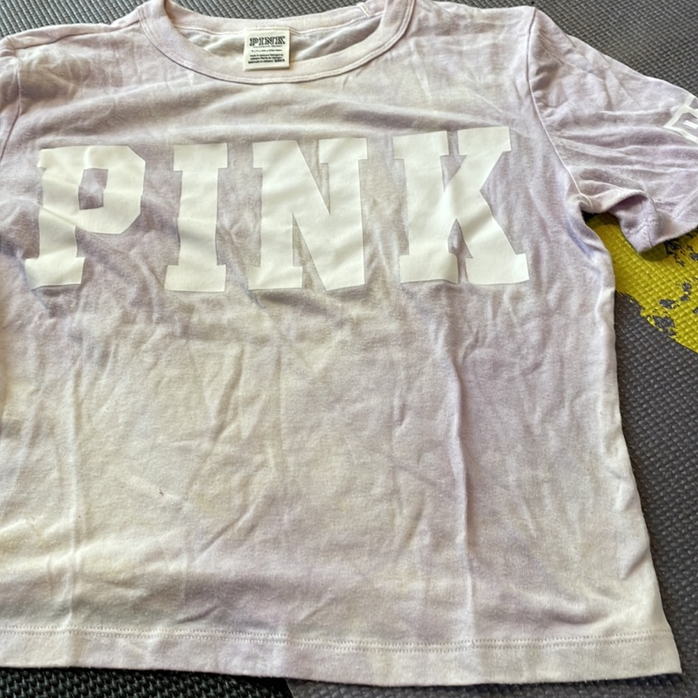Victoria’s Secret Pink , faded tie-dye purple T-shirt